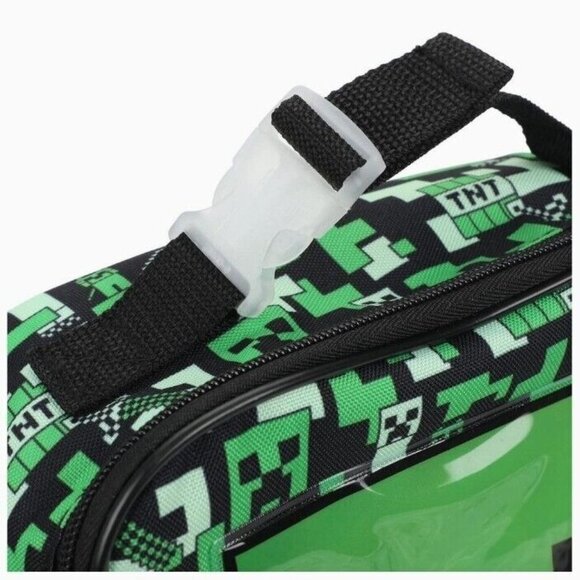 Minecraft Lunch Bag Peeking In Lunch Box with Side Pocket NWT Gift Present Schoo - Picture 5 of 8